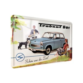 Nostalgic Art 10175 Trabant 601 Schön war die Zeit, Blechpostkarte, 10 x 14 CM