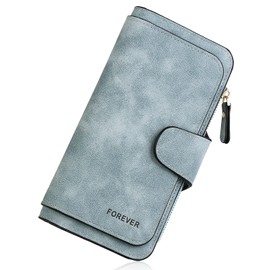 KELEEL Ladies Wallet Women Leather Clutch Purse Credit Card Coin Holder Bifold, Blue, 7.68 x 1.18 x 3.94 inch, Classic