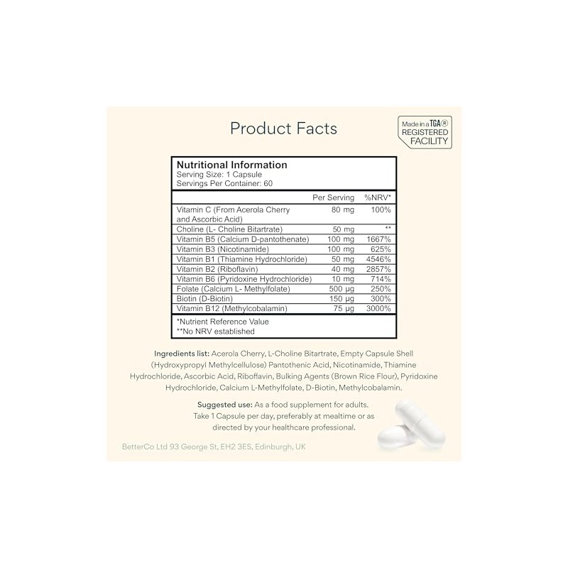 Bettervits Vitamin B-Complex High Strength - Vitamins B1, B2, B3,