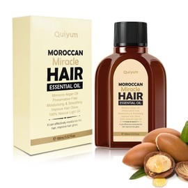 Deth Oneth 100% Pure Moroccan Argan Oil for Hair & Skin, Hair Growth Oil for Damaged Hair & Hair Loss, Repairs Dry Hair and Frizzy Hair, Smoothing and Nourishing Hair Oil for All Hair Types-100ML