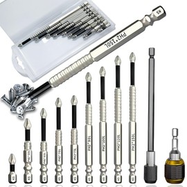 9PCS High Magnetic Screwdriver Drill Bit Set, K5 Impact-Resistant Non-Slip Bit, Anti Slip Screwdriver Bits, with Self-locking Drill Bit snd Hex Shank Drill Extension Rods, for Impact Driver etc.