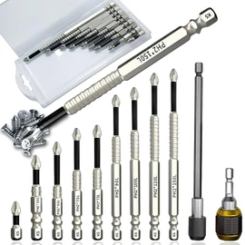 9PCS High Magnetic Screwdriver Drill Bit Set, K5 Impact-Resistant Non-Slip Bit, Anti Slip Screwdriver Bits, with Self-locking Drill Bit snd Hex Shank Drill Extension Rods, for Impact Driver etc.