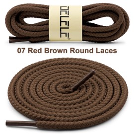 DELELE 2 Pair 39.37" Inch Round Twisted Textured Shoelaces Red Brown String Solid Woven Boots Shoelace Shoes Laces for Men and Women