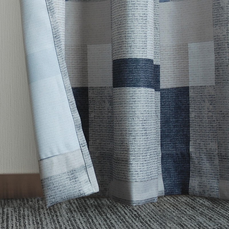 No. 918 Blockade Geometric Blocks Semi-Sheer Grommet Curtain Panel, 40"