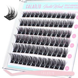 CALAILIS Estensioni per ciglia autoadesive, 72 pezzi D Curl ciglia wispy autoadesive Press on Lashes senza colla necessaria ciglia pre-incollate con pinzette (ZBP10X)