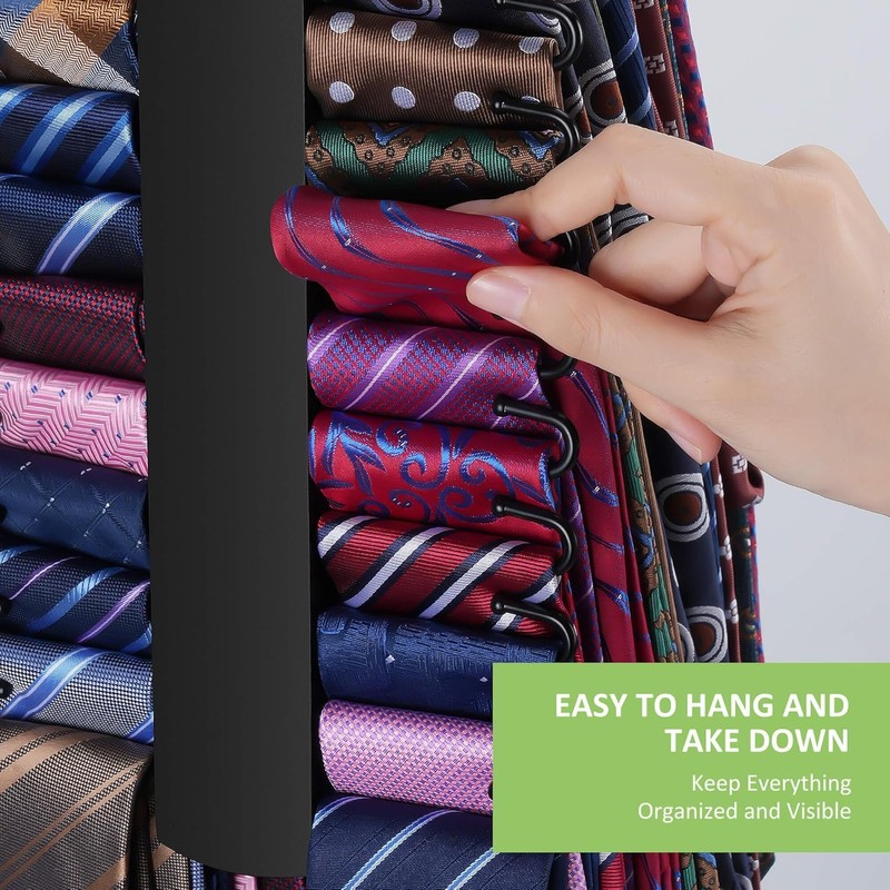 OMHOMETY 2 Pack Tie Rack, Wooden Tie Hanger for Men