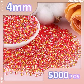 5000Pcs 4mm Resin Jelly Rhinestones with 3Pcs 10ml B7000 Jewelry Glue for Crafting, Red AB Flatback Gems, Bedazzling Crystal Bulk for DIY Crafts Clothing Tumblers Shoes Nail Art Fabric