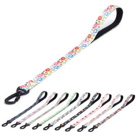 haoyueer Dog Leash, Short Traffic Leash for Dogs, Heavy Duty Floral Pattern Female Safety Nylon Training Dog Leash for Medium & Large Dogs (White, 23 inch)