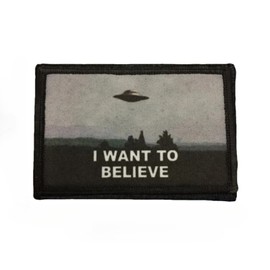 I WANT TO BELIEVE Fun Patch Lustiger Aufnäher zum Aufnähen für Rucksäcke, Jacken, Jeans,Backpack, Jackets