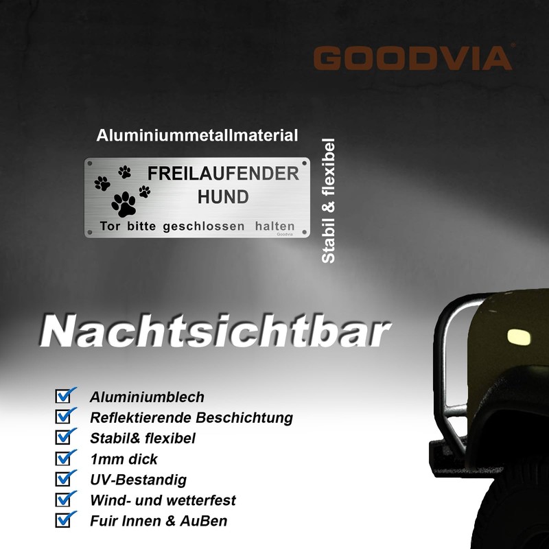 Goodvia Hier Wache ich Hund | Vorsicht Freilaufender Hund Sign