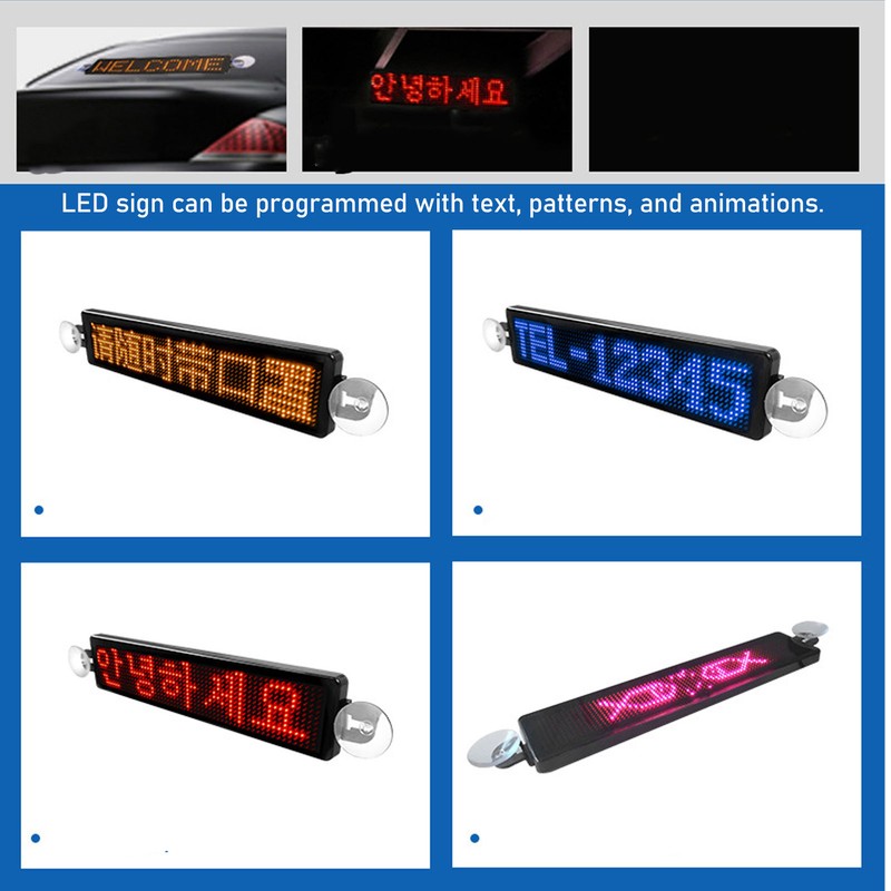 Scrolling LED Sign Programmable Red Light Display Screen 12x72 Resolution