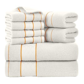 MERRY HOME Cotton Bath Towel Set 8-Piece - 2 Large Bath Towels (27"x55"), 2 Hand Towels, 4 Washcloths - Soft Absorbent Quick-Dry for Bathroom, Gym, Hotel, Spa, Hair Wrap