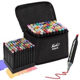 Hyrrt 80 Colors Dual Tips Alcohol Markers, Permanent Sketch Art Markers Pens Set with Pen Holder for Kids Adults Coloring,Painting, Sketching, Illustrations