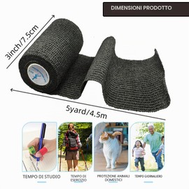 ANAMPION 12 Rotoli 7.5cmX4.5M Benda Elastica Coesiva Non Tessuti Bende Elastiche Bendaggio Adesiva Coesiva Nastro Bendaggio Sportivo per Mani, Piedi, Ginocchia, Braccia