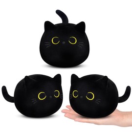 KOPHINYE Black Cat Plush, 3pcs 4inch Cute Cat Plushies Toy Small Kitten Stuffed Animal, Soft Plushie Doll Cats Gift for Kids Boys and Grils,Birthday Party Gifts Favors
