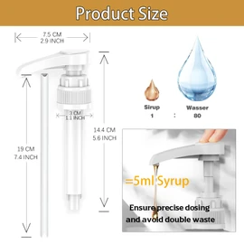 mohito Pack of 4 Syrup Dispenser Compatible, Dosing Pump Compatible, Replacement Syrup Pump, for 500 ml/1000 ml, Suitable for Kitchen, Bathroom, Syrup, Honey Cream, Shower Gel, Oil Consumption,