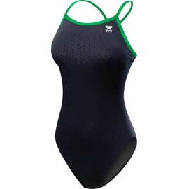 TYR Women’s Hexa Diamondfit Swimsuit, Black/Green, 38