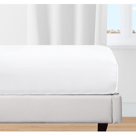 Spannbettlaken 160x200cm 100% Bio-Baumwolle, kühlendes Perkal-Gewebe, leicht, Übergangspassung, knackig, mit tiefer Tasche-Weiß Spannbetttuch von California Design Den