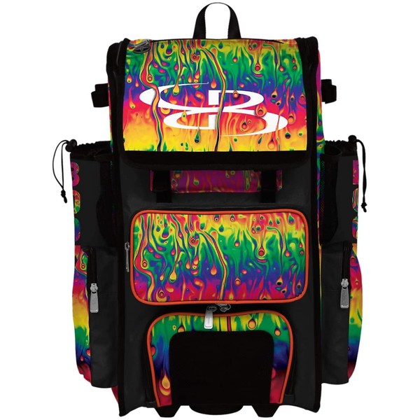 Boombah Superpack Hybrid Rolling Bat Bag - Lava Multi - Wheeled & Backpack Version