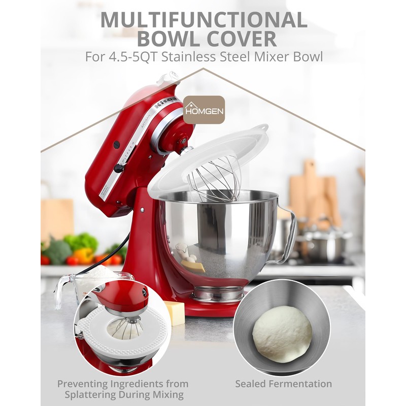 HOMGEN 2PCS Splatter Guard Covers for 4.5 and 5QT KitchenAid