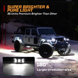 RGBW LED Rock Lights for Trucks, 6500K Brightest Underglow Light with APP/RF Control Rocklights IP68 Waterproof for Utv ATV RZR Jeep Car SUV Golf Cart Offroad Pickup, 4 Pods