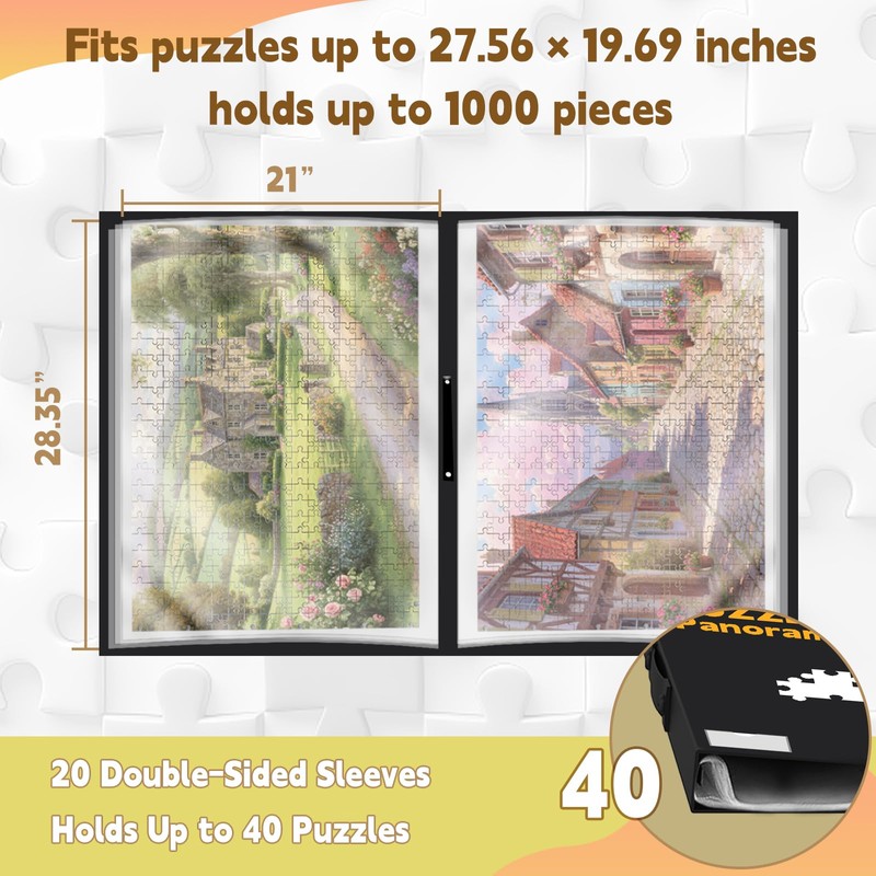Puzzle Storage with Central Mesh Window，Puzzle Binder with Puzzles Stickers