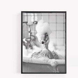 gfc FUNNY BATHROOM duck taking a bubble bath A4 UNFRAMED PRINT PICTURE wall art Home decor Decorating
