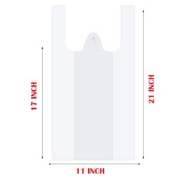 100 White (11 x17x21 Inch) Bags, Trash Bag with Handles, T-Shirt Plastic Bags for Retail, Groceries, Merchandise, Convenience Store, Supermarket, Restaurant Picnic, Kitchen, Daily Use, (100)