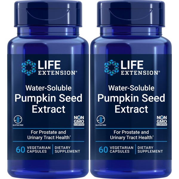 Life Extension Water-Soluble Pumpkin Seed Extract 60 Vegetarian Capsules (Pack of 2)