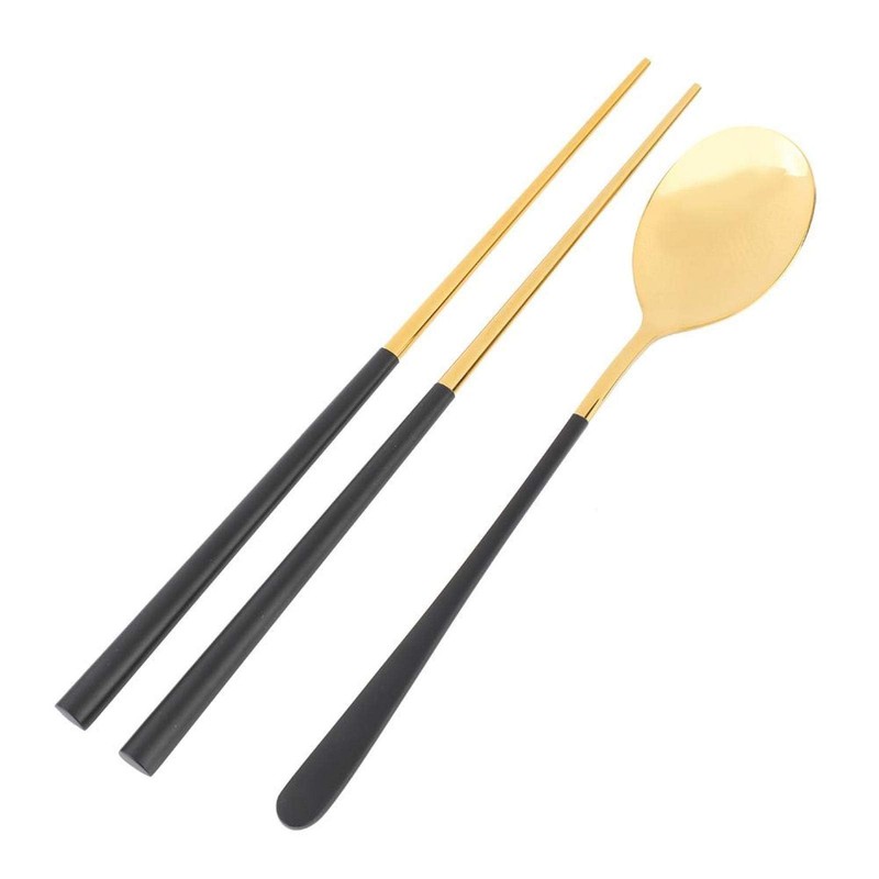 Spoon and Chopsticks Set 2Pcs Korean Chopsticks Spoons Stainless Steel