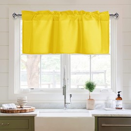 XWZO Cortinas para cenefas de cocina para ventanas, sala de estar, recámara, baño, estilo rústico, comedor, opacas, aislamiento térmico, bolsillo para cortinero, 42 pulgadas de ancho x 12 pulgadas de largo, amarillo, 1 panel.