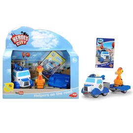 Dickie Toys - Helden der Stadt, Andy Abschleppwagen Spielset, Das Abschleppauto mit Licht, Originalen Liedern, Sounds und Freilauffunktion, inkl. Sammelkarte mit Geheimcode