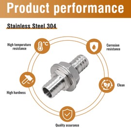 Napredak 1/2 Inch Stainless Steel Hose Barb Bulkhead Fitting for Water Fuel Air Systems with Flat Washers and Clamps (2 Pack)