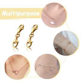Modixun 50Pcs Double Lobster Clasps, Double Claw Connector, Small Necklace Bracelet Extenders, Necklace Shortener Clasp Bracelet Extension Clasp, Gold