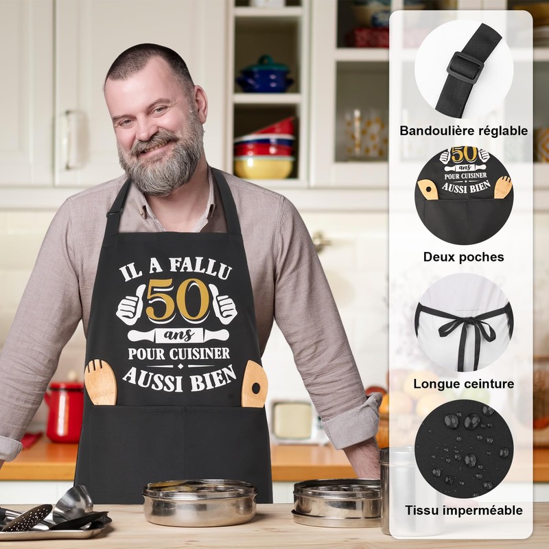 Halinuia Kitchen Apron for Men and Women, black