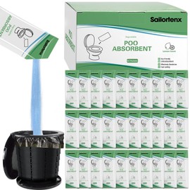 60 Pack Poo Absorbent for Portable Toilet, Camping Toilet Chemicals, Eco Degradable Absorbent Gel Liquid Waste Gelling and Deodorizing Absorbent Emergency Toilet Waste Treatment