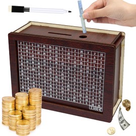 Wooden Money Box, Retro Money Box Storage Box, Money Box, Money Box with Target, Children's Money Box, Piggy Bank with Marker, Money Box Helps Children Save the Habit