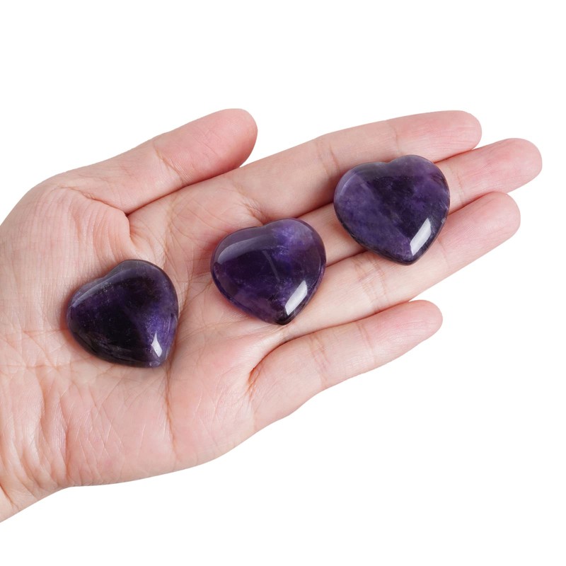 Marrywindix 4 Packs 1.2 Inches Healing Crystal Natural Amethyst Heart