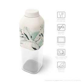 MONBENTO - Clear Reusable Water Bottle MB Positive M graphic Destiny - 17 floz/500 ml Water Bottle Perfect for Work, Travel, Sport, Picnic - Compact, Leakproof BPA Free Water Bottle - Japanese Pattern