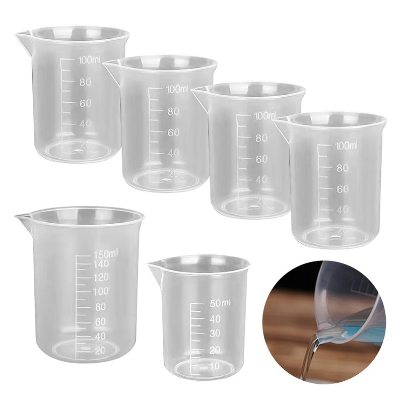 6 Pcs Small Measuring Cups, 50/100/150ml Transparent Measuring Jugs, Graduated