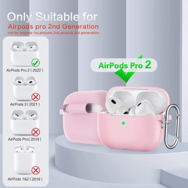 BOBEN AirPods Pro 2nd Generation Case Cover 2022 Silicone AirPods Pro 2 Case Cover with Lanyard and Keychain [Wireless Charging & Front LED Visible] (Pink)