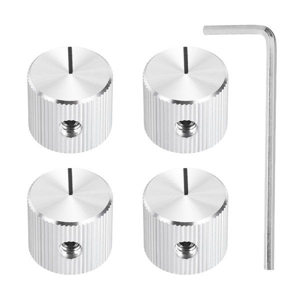 sourcing map 4 Pcs Aluminium Potentiometer Knobs, 1/4"(6mm) IDx5/8"(15mm) ODx1/2"(12.5mm)