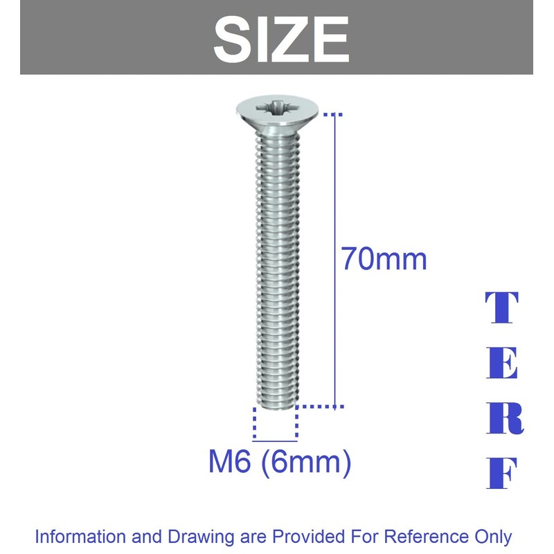 TERF® M6 X 70mm Pozi Countersunk Machine Screw M6 (6mm)