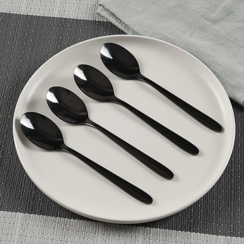 Vababa 16-Piece Black Stainless Steel Teaspoon