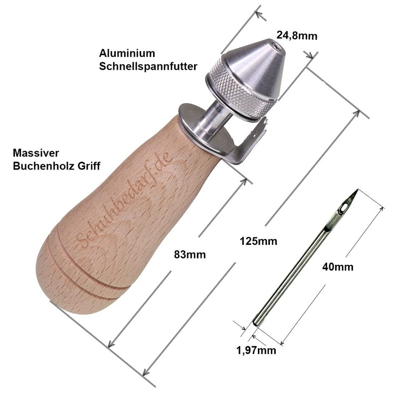 Langlauf Schuhbedarf Professional Sewing Awl Saddle Awl with Leather Needle