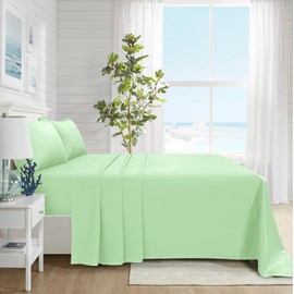 CHARKHAH Polycotton Flat Sheets with Single Double King Size Bed Ultra Soft Plain Top Sheet Dyed in Trendy Colors Hotel Collection Sheets Ideal for Winter & Summer Bedding (Mint-Green, King)