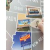 US scratch off map; State Welcome signs, travel poster; Scratch