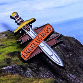 Riptide Sword Pin Badge Anaklusmos for Percy Jackson Fans, Large 2.5 Inches