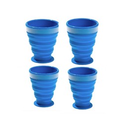 Collapsible Silicone Cup for Camping and Backpacking - Camping Dishware Gear Essentials in Blue (Made by Caddis Sports) (4)