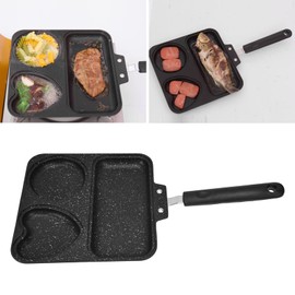 Topyond 3 in 1 Frying Pan with Anti Scalding Handle Non Stick Carote Pans Square Frying Pan Egg Pan Pancake Pan Muffin Top Pan Round Egg Cooker Ring for Breakfast Cooking